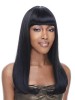 Long Straight Synthetic Lace Front African American Wig With Bangs