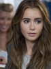 Classic Lily Collins Wavy Lace Front Synthetic Wig