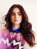 Marvelous Lily Collins Wavy Lace Front Synthetic Wig